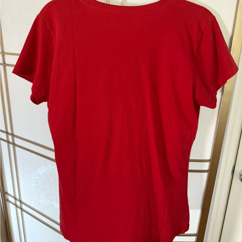 Women’s Disneyland Organic Cotton VIBRANT Red SS Tee - XL! PEACE sign - Picture 2 of 3